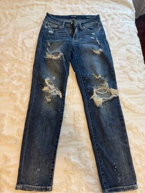 Judy Blue Distressed Dark Blue Boyfriend Jeans